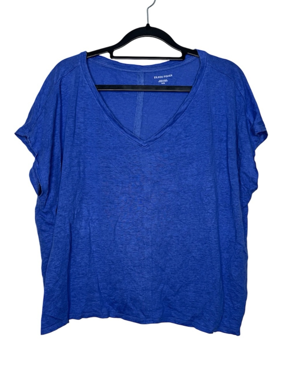 Eileen Fisher Organic Linen Jersey V-Neck Tee beach minimalist Lagenlook costal - Picture 2 of 6